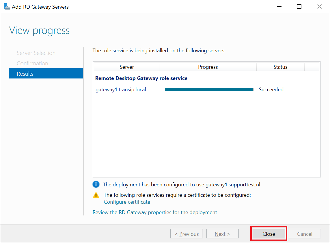 add remote desktop gateway servers results