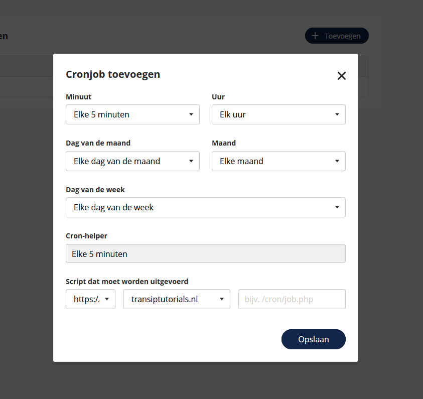 maak een cronjob aan